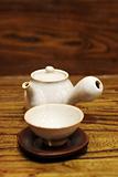 Pottery tea pot and cup