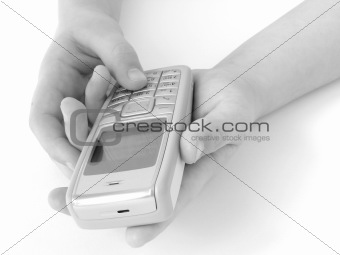 hands with phone