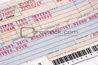 Close Up on Airline Ticket