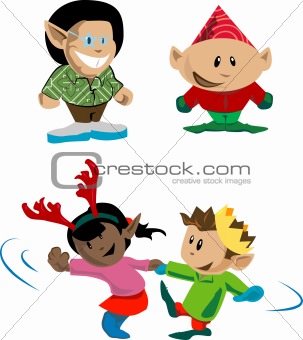 Elves and pixies having holiday fun
