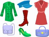 selection of clothes and fashion accessories