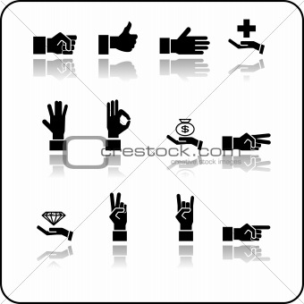 A hand elements icon set.