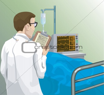 a doctor reviewing a patient's notes
