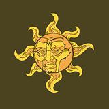 Vector illustration of a sun with a face