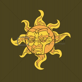 Vector illustration of a sun with a face