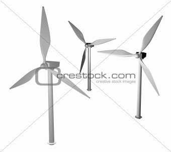 3d render of wind turbines