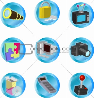color icon set or design elements relating to web and computing
