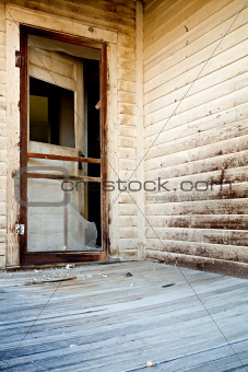 door of haunted house