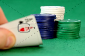 Aces and poker chips