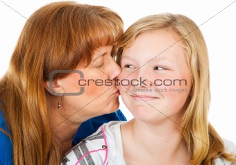 Mom Kisses Teen Daughter