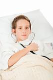 Sick Child with Stethoscope