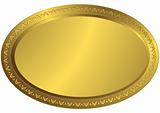 Oval golden volumetric plate (vector)