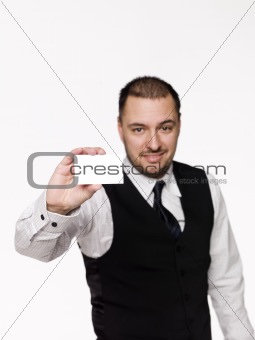 Man showing a sign