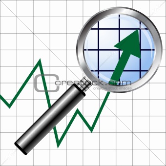 Magnifying glass over chart