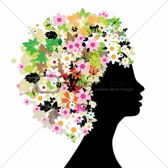 Floral head silhouette