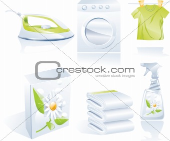 Dry cleaner's vector icon set