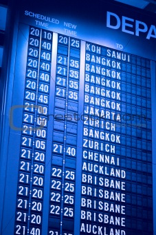Depature schedule board in asian airport
