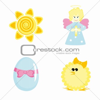 Cartoon icons for Easter design