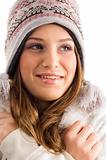 shivering smiling woman with cap