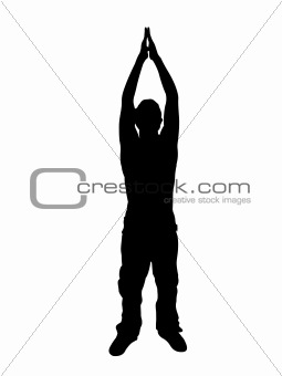 man stretching his arms