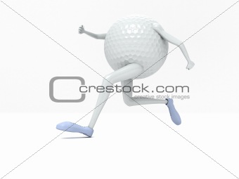 side view of three dimensional running golf ball 