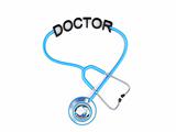 stethoscope and doctor text