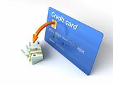rendered credit card with euro currency