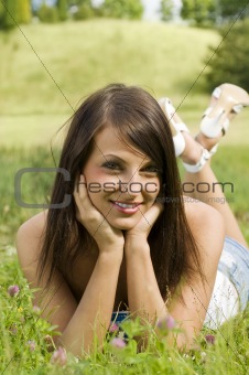 nice girl on grass