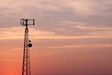 Orange-Pink Cell Phone Tower Silhouette
