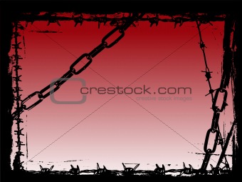 Black Chains and Barbed Wire Vector Grunge Border
