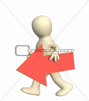 3d puppet with red arrow