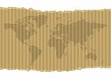 World map with cardboard background
