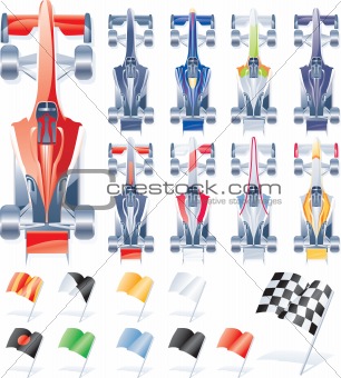 Vector formula cars and flags