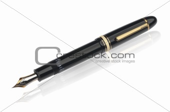 Open fountain pen with clipping path