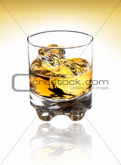 Scotch glass on white and amber with clipping path