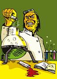 Mad Scientist pouring contents of test