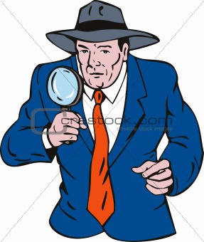 Detective holding a magnifying glass