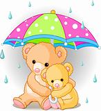 Bears under umbrella