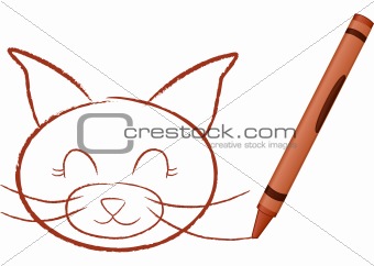 Crayon drawn kitty