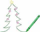 Crayon drawn christmas tree