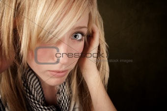 Close up of pretty blonde woman