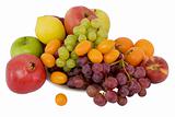 Kumquat, apple, grapes, peach, lemon, tangerine, pomegranate