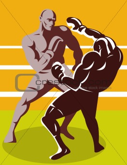 Boxing connecting a knockout punch