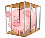 Piggy bank in cage