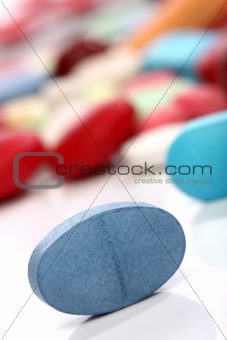 Blue medicine pill
