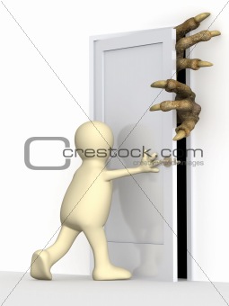 3d puppet, closing a door