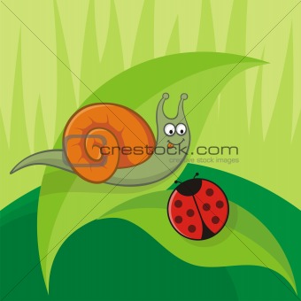 Snail with ladybug