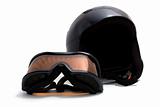 ski helmet and goggles