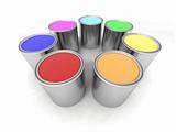 rainbow color paint cans