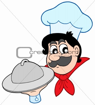 Cartoon chef with dish